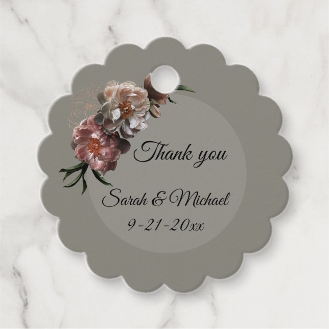 Blooming Peonies Favor Tags (Front)