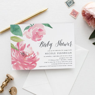 Blooming Peony   Baby Shower Invitation