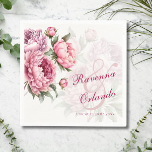 Blooming Peony Botanical Romance Art Wedding Napkin