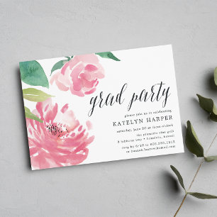 Blooming Peony   Graduation Party Invitation