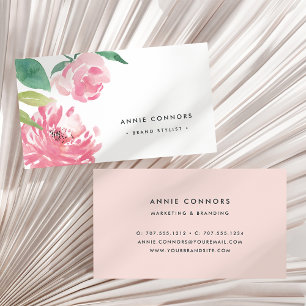 Blooming Peony   Watercolor Floral Business Card