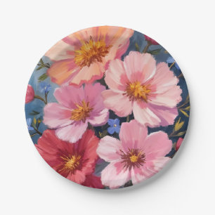 Blooming Petals   Floral Watercolor Painting Paper Plate