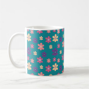 Blooming Petals Pattern in Light Green Colour Coffee Mug