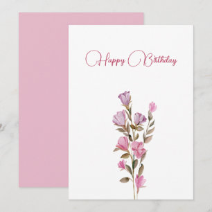 Blooming pink flower  holiday card