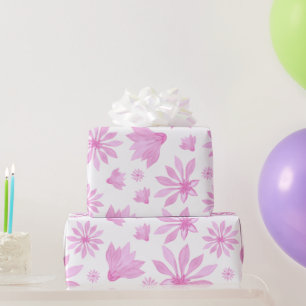 Blooming Pink flowers watercolor Wrapping Paper