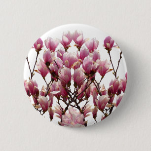 Blooming Pink Magnolias Spring Flower 2 Inch Round Button