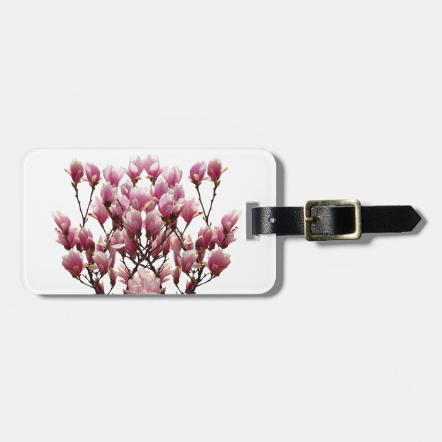 Blooming Pink Magnolias Spring Flower Luggage Tag (Front Horizontal)