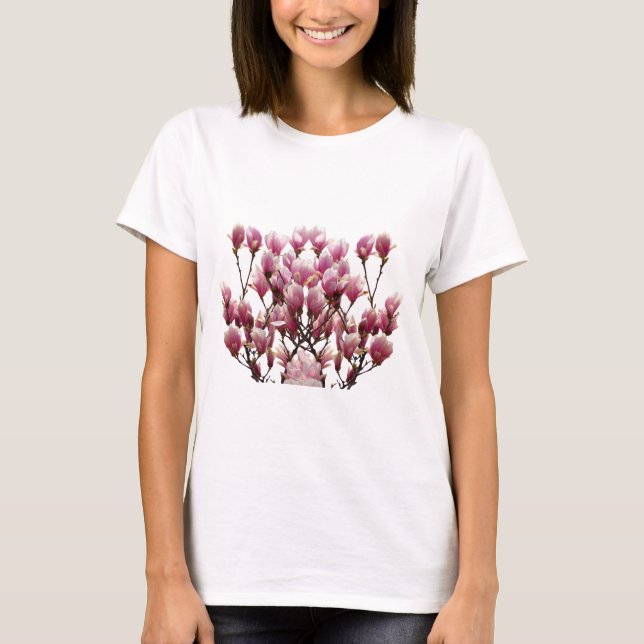 Blooming Pink Magnolias Spring Flower T-Shirt (Front)