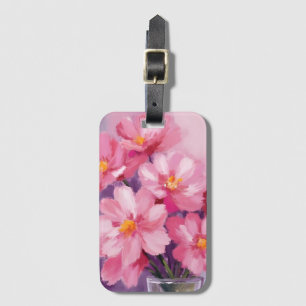 Blooming Pink Petals   Flower Painting Watercolor Luggage Tag