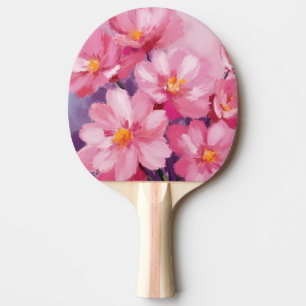 Blooming Pink Petals   Flower Painting Watercolor Ping Pong Paddle
