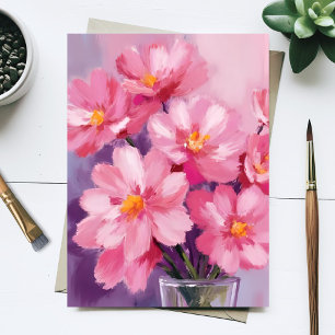 Blooming Pink Petals Flower Painting Watercolor Postcard
