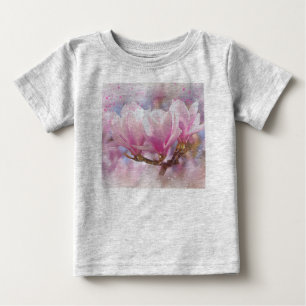 Blooming Pink Purple Magnolia - Spring Flower Baby T-Shirt