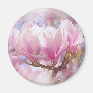 Blooming Pink Purple Magnolia - Spring Flower Magnet