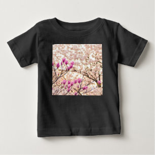 Blooming Pink Purple Magnolias Spring Flower Baby T-Shirt