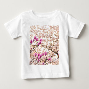 Blooming Pink Purple Magnolias Spring Flower Baby T-Shirt