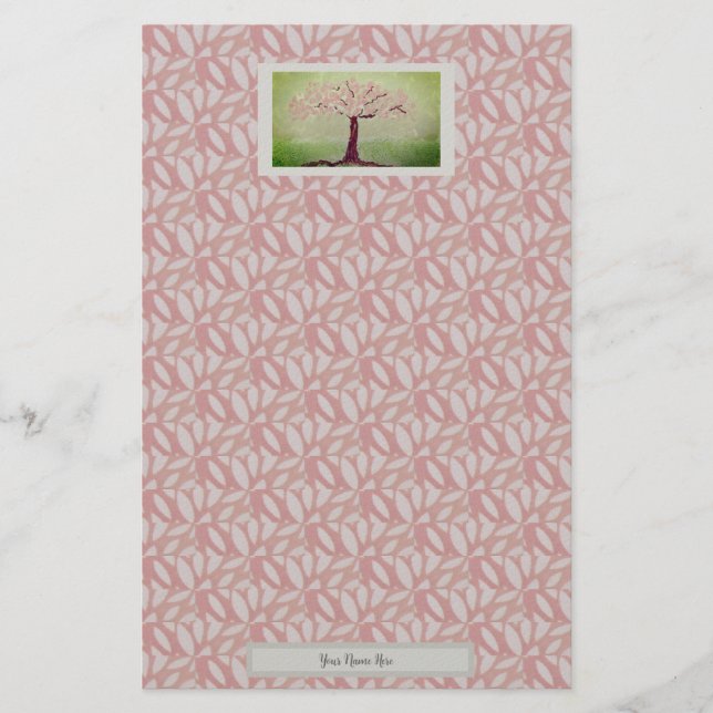 Blooming Pink Tree Stationery (Front)