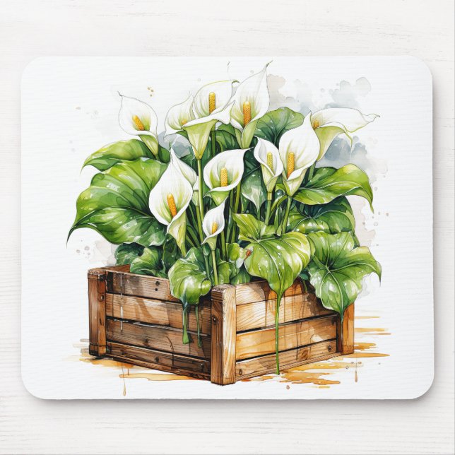 Blooming Planted Calla Lily Flowers Mouse Pad (Front)