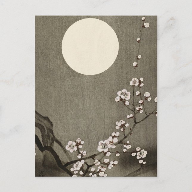 Blooming Plum Blossom at Full Moon by Ohara Koson Postcard (Front)
