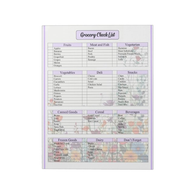 Blooming Purple Garden_ Grocery List Notepad (Rotated)