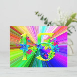 Blooming Rainbow Flowers for 15th Birthday Card