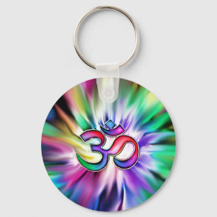 Blooming Rainbow Lotus OM Keychain