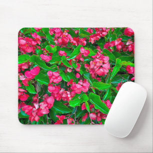 Blooming Red Begonia Flowers Mouse Pad