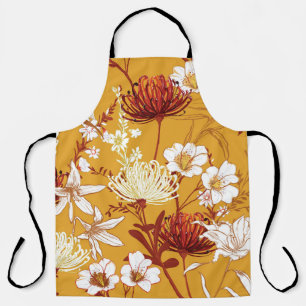 Blooming Retro: Unfinished Floral Line Art Apron
