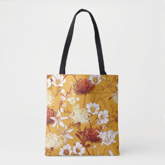 Blooming Retro: Unfinished Floral Line Art Tote Bag