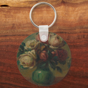 Blooming Roses in a Vase by Pierre Renoir Classic Keychain