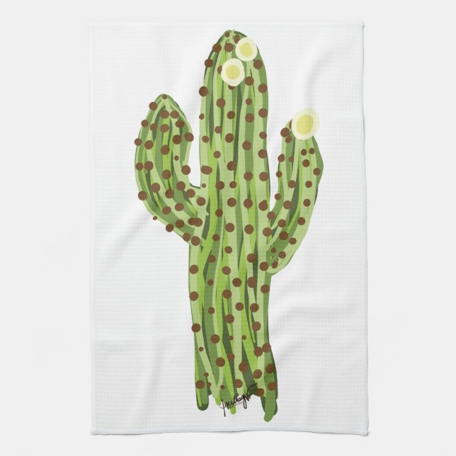 Blooming Saguaro Cactus Kitchen Towel (Vertical)