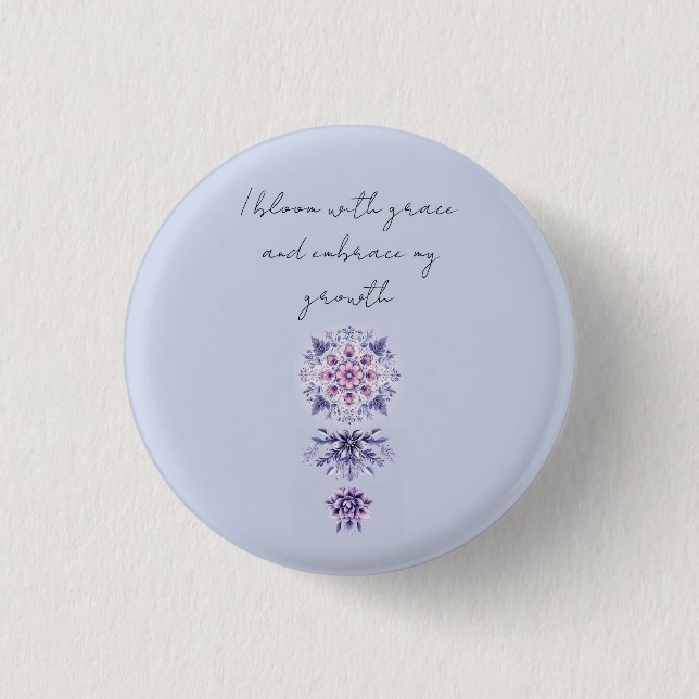 Blooming Serenity Mandala Badge 1 Inch Round Button (Front)