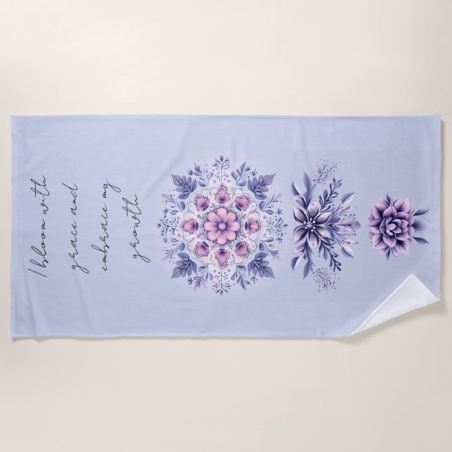 Blooming Serenity Mandala Beach Towel (Front)