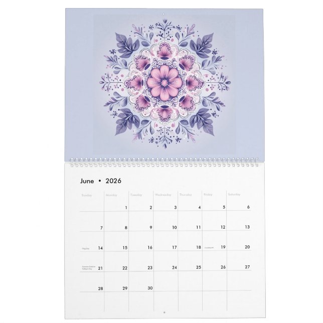 Blooming Serenity Mandala Calendar (Jun 2026)