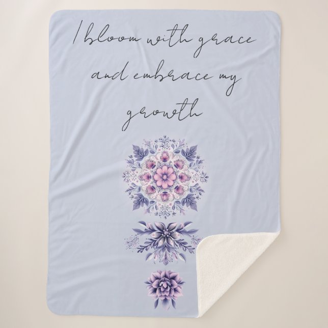 Blooming Serenity Mandala Sherpa Blanket (Front)