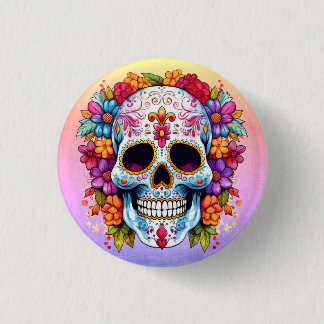 Blooming Skull 1 Inch Round Button