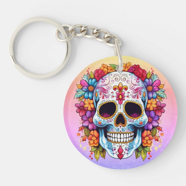 Blooming Skull Keychain (Front)