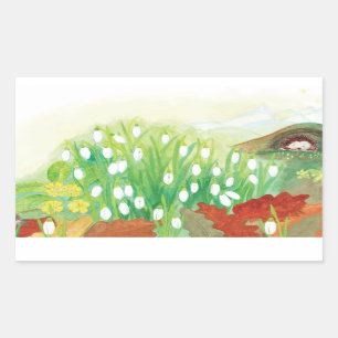 Blooming Snowdrops and a Hedgehog Illustration Sticker