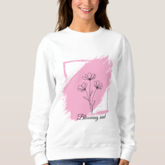 Blooming Soul - Minimalist Floral Line Art flower Sweatshirt