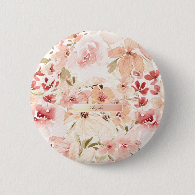 Blooming Spring Flowers 2 Inch Round Button (Front)