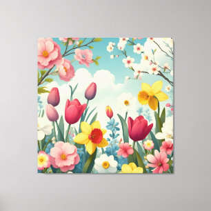Blooming Spring Flowers Canvas Print