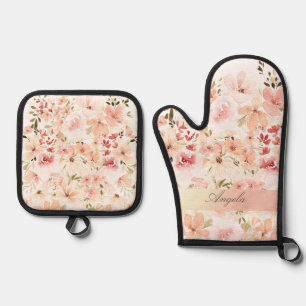 Blooming Spring Flowers Oven Mitt & Pot Holder Set