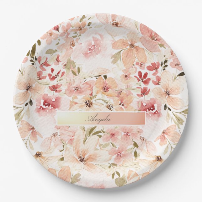 Blooming Spring Flowers Paper Plate (Front)