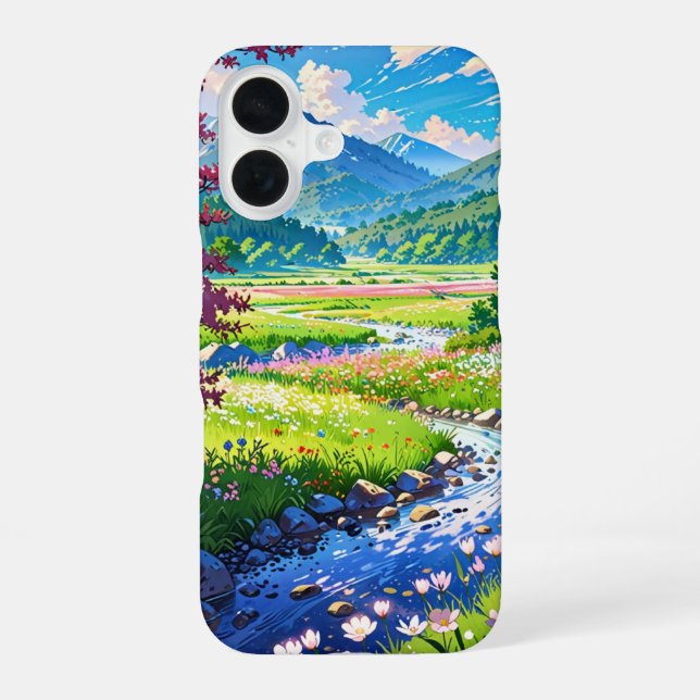 Blooming Spring Valley iPhone 16 Case (Back)
