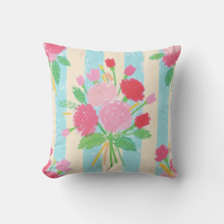 Blooming Stripes Throw Pillow