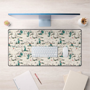 Blooming Succulents Pattern Desk Mat