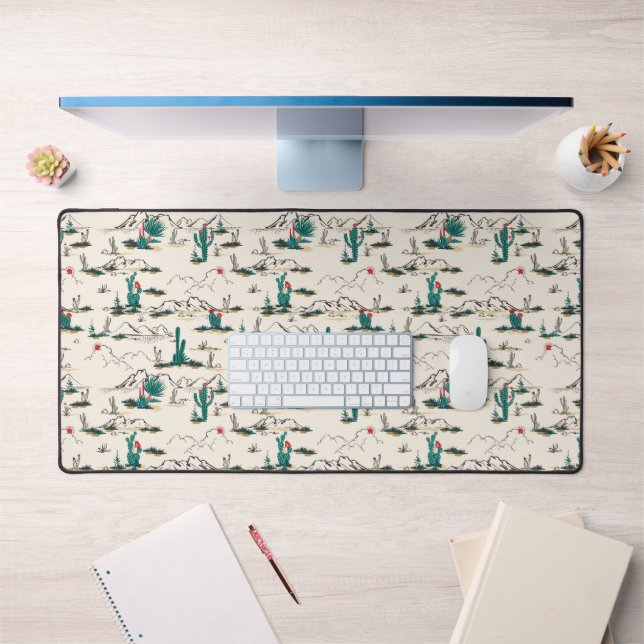 Blooming Succulents Pattern Desk Mat (Office 1)