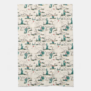 Blooming Succulents Pattern Kitchen Towel