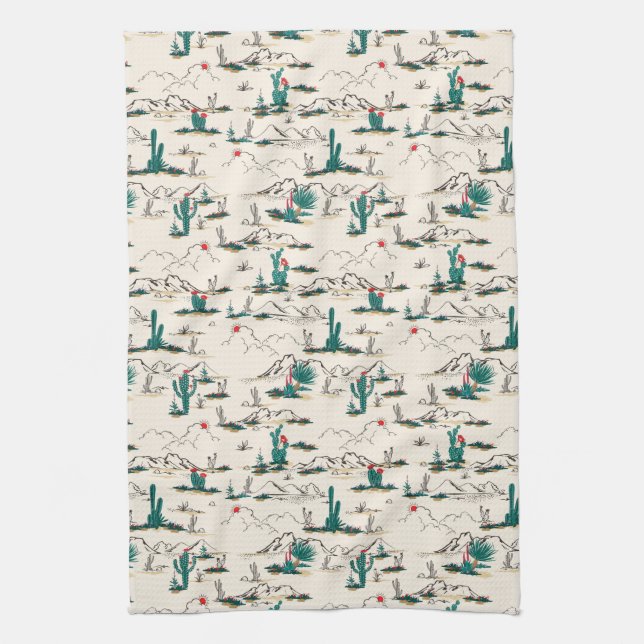 Blooming Succulents Pattern Kitchen Towel (Vertical)