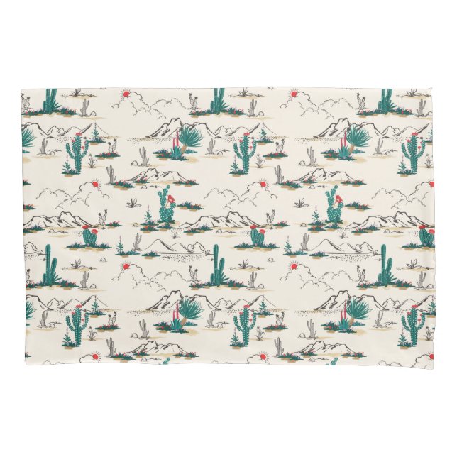 Blooming Succulents Pattern Pillowcase (Front-Left)