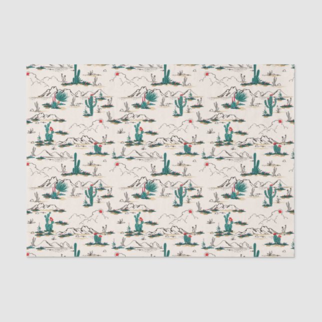 Blooming Succulents Pattern Tissue Paper (Front)